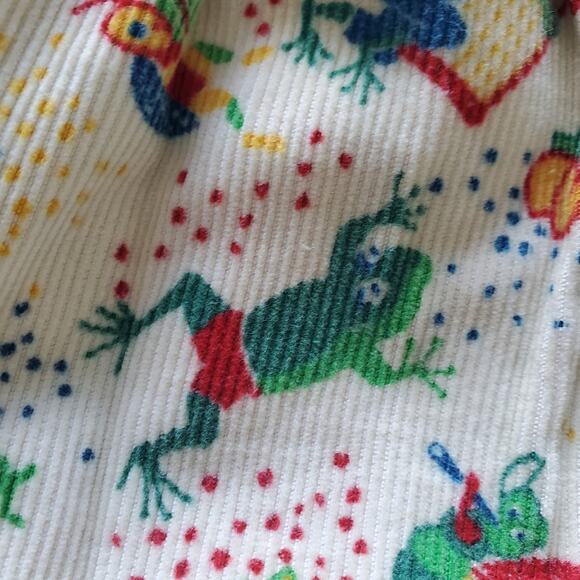 Rare Vintage 80s Handmade Corduroy Jumper Dress Frog & Critter Print Toddler 2T - Picture 7 of 7